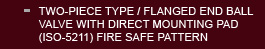 TWO-PIECE TYPE / FLANGED END BALL VALVE WITH DIRECT MOUNTING PAD (ISO-5211) FIRE SAFE PATTERN